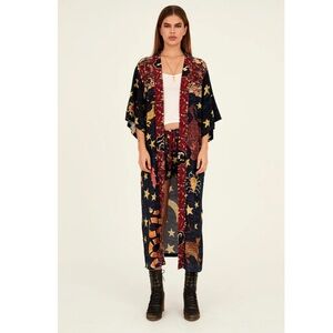 NWT Lenni the Label Sovereign Kimono Zodiac duster women’s L navy 3/4 sleeve